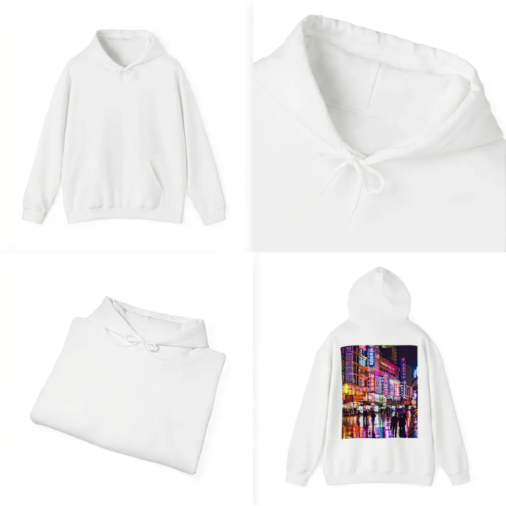 Neon City Street Rainy Night China – Hoodies