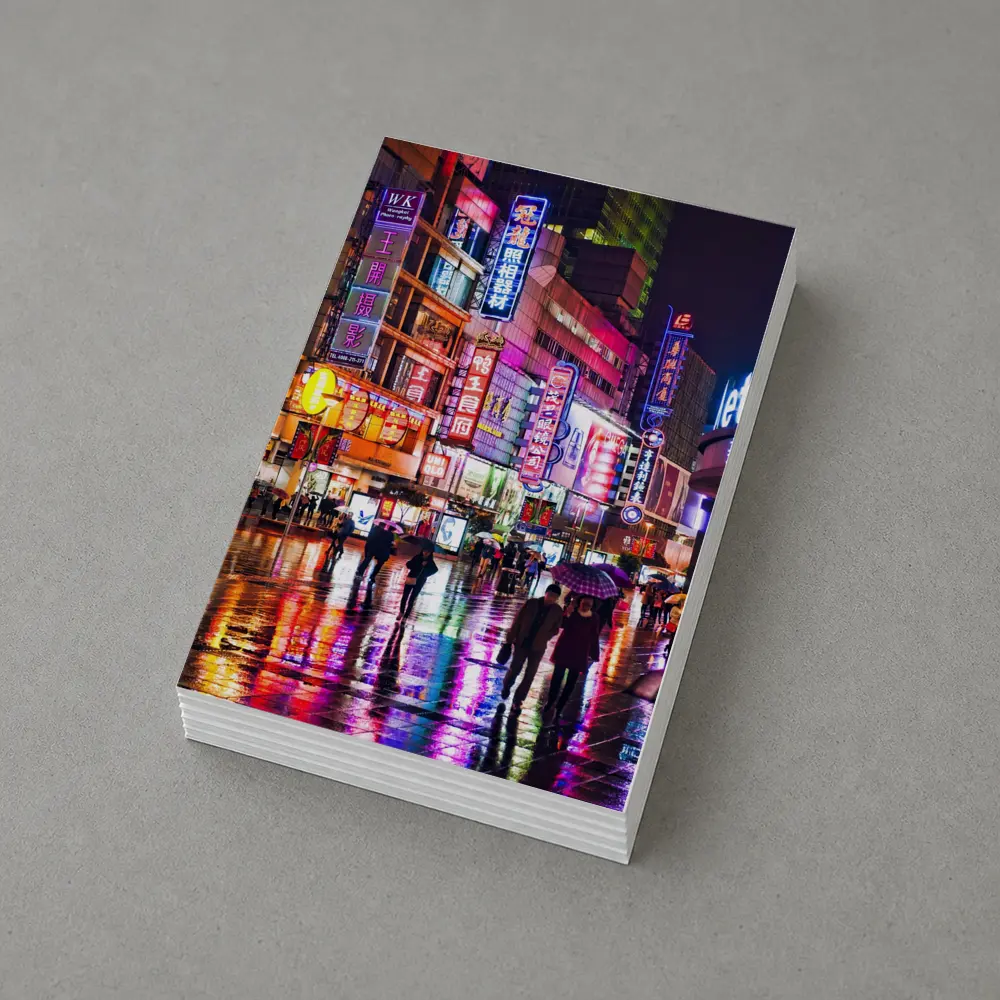 Neon City Street Rainy Night China – Postcards