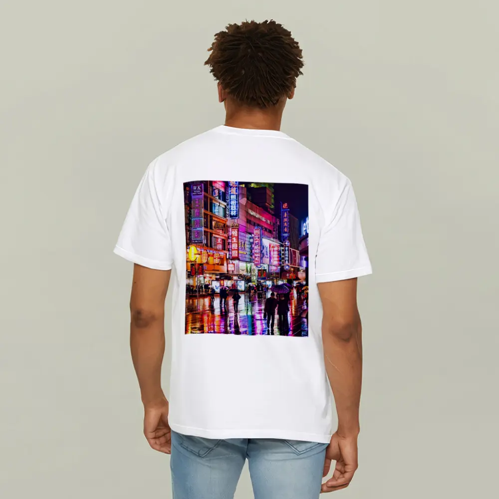 Neon City Street Rainy Night China – T-Shirts