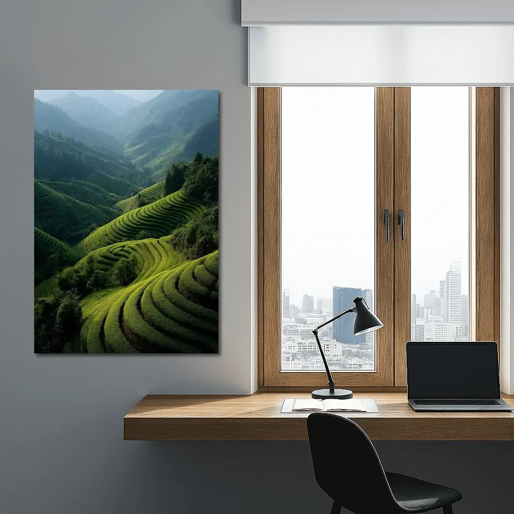 Green Rice Terraces Mountain Valley Landscape – Wall Art