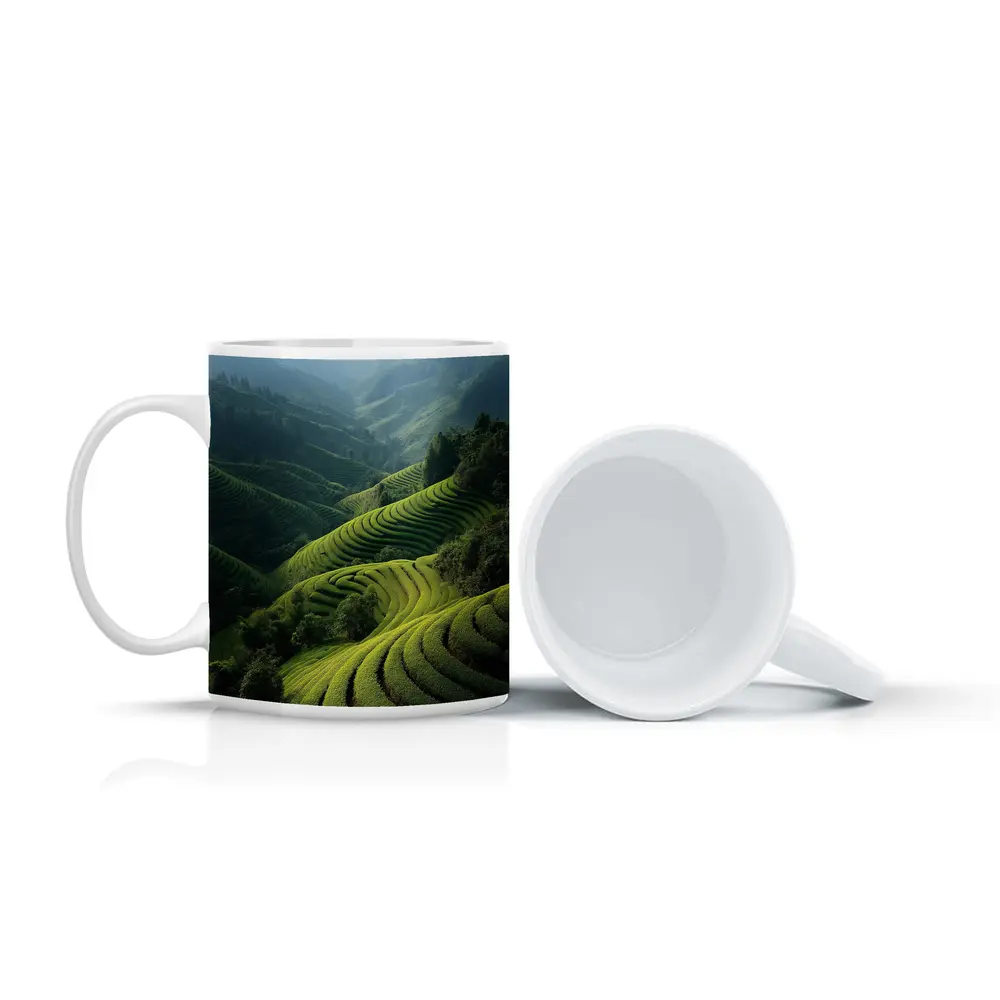 Green Rice Terraces Mountain Valley Landscape – Mugs