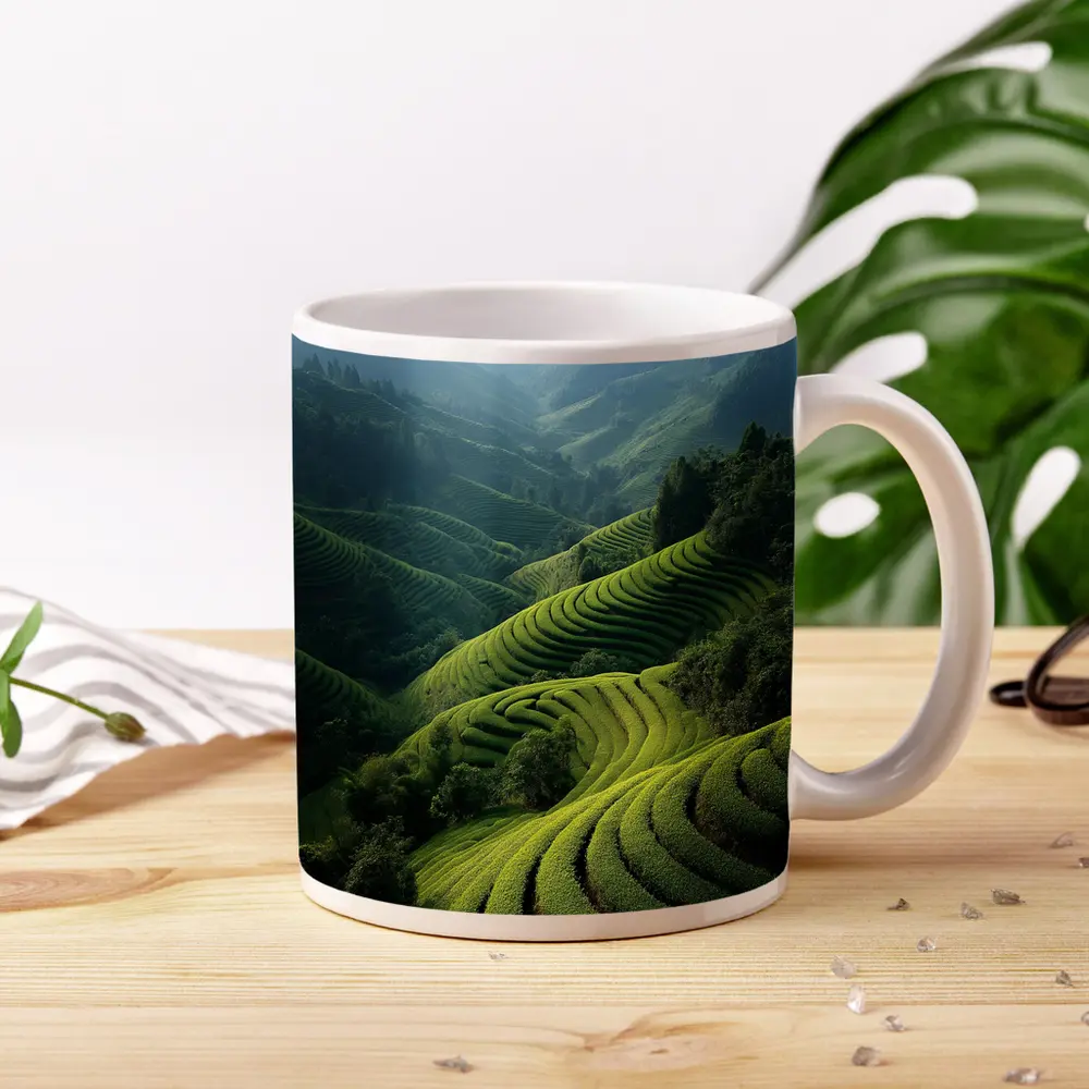 Green Rice Terraces Mountain Valley Landscape – Mugs