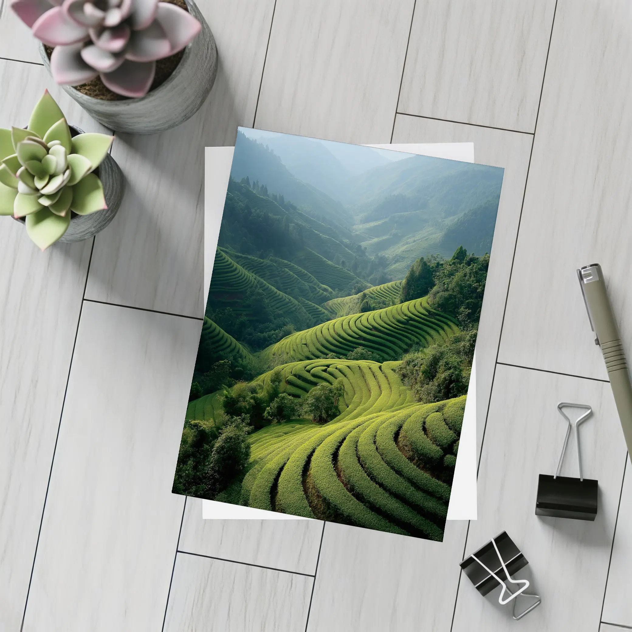 Green Rice Terraces Mountain Valley Landscape – Postcards