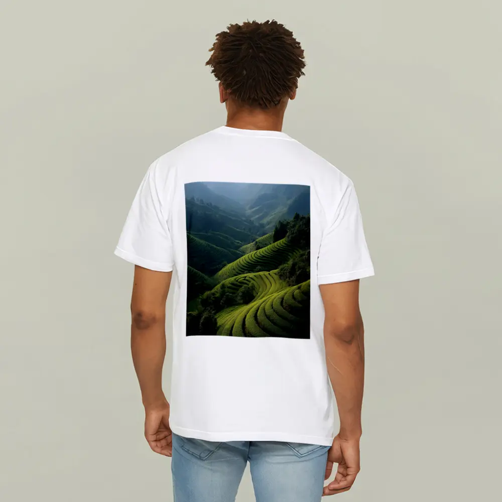Green Rice Terraces Mountain Valley Landscape – T-Shirts