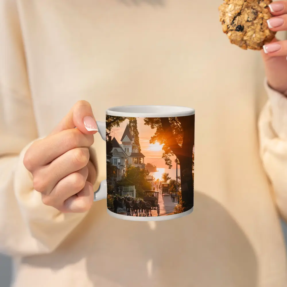 Horse Carriage Sunset Victorian Street Scene – Mugs