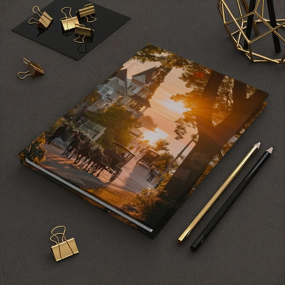 Horse Carriage Sunset Victorian Street Scene – Notebooks