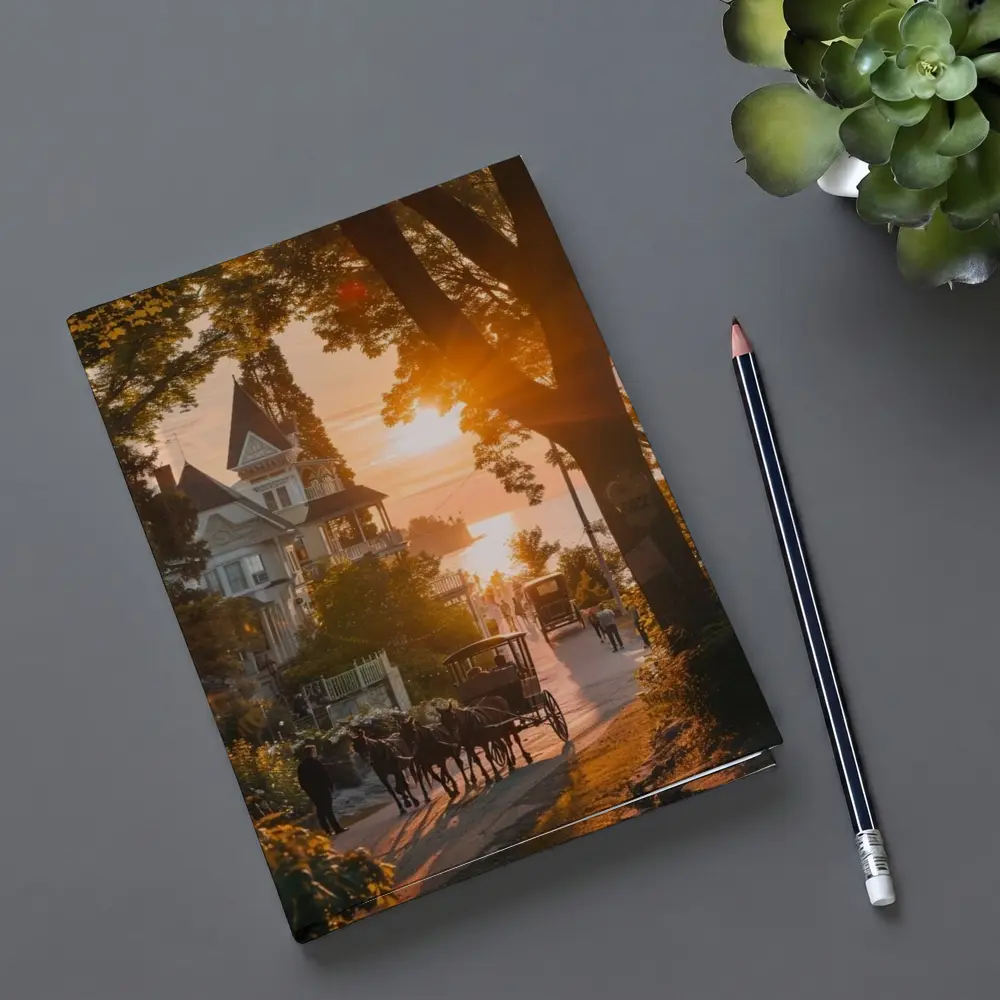 Horse Carriage Sunset Victorian Street Scene – Notebooks