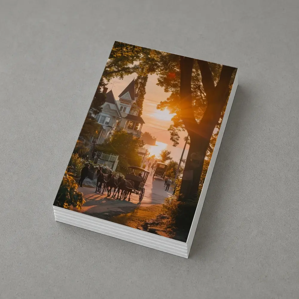 Horse Carriage Sunset Victorian Street Scene – Postcards