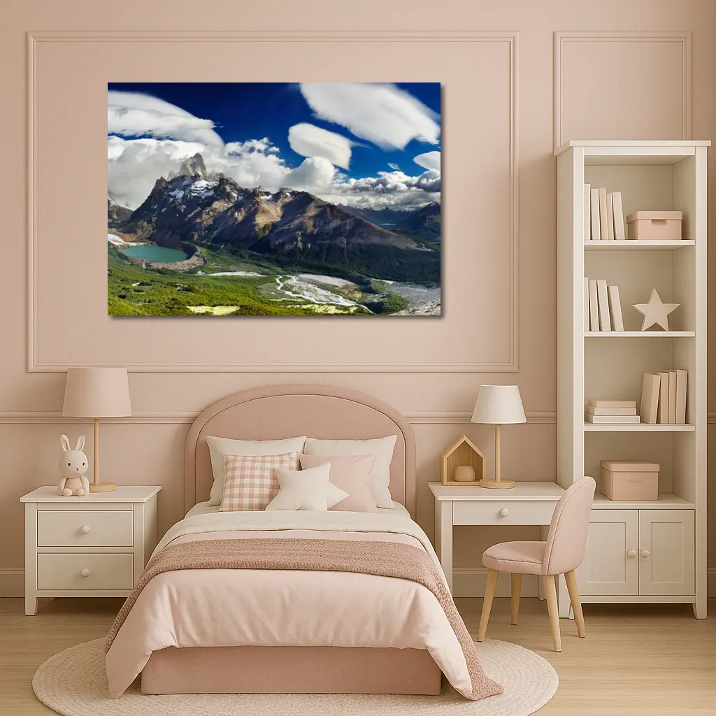 Fitz Roy Mountain Patagonia Green Valley Panorama – Wall Art