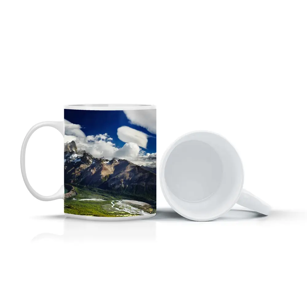 Fitz Roy Mountain Patagonia Green Valley Panorama – Mugs