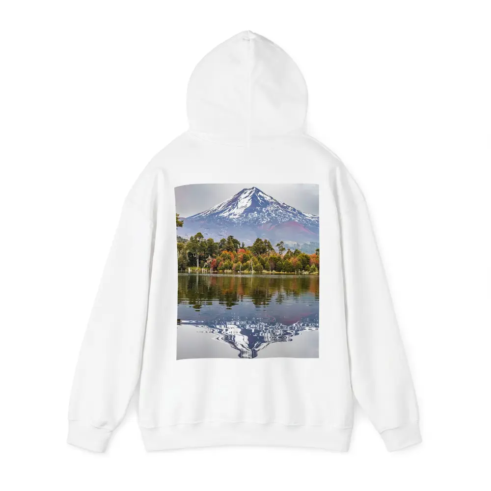 Snow Capped Volcano Reflected In Lake – Hoodies
