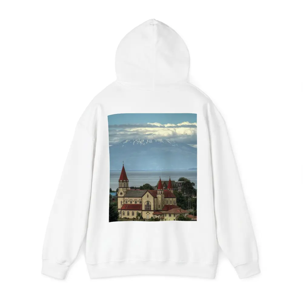 Puerto Montt Church Red Roofs Volcano Lake – Hoodies