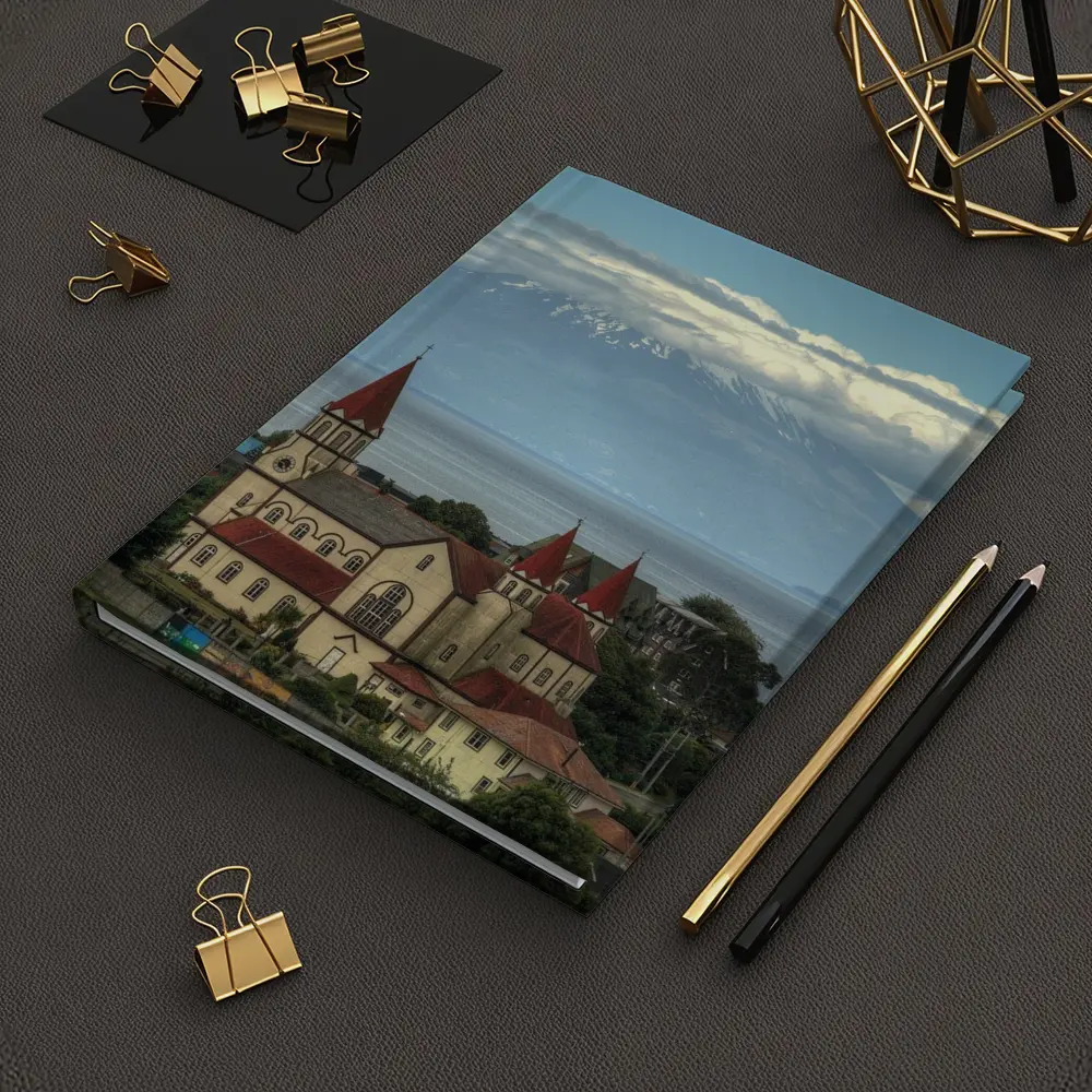 Puerto Montt Church Red Roofs Volcano Lake – Notebooks