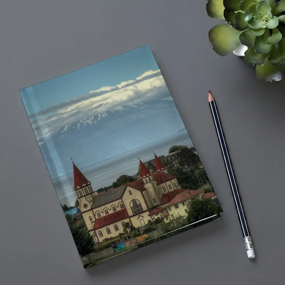 Puerto Montt Church Red Roofs Volcano Lake – Notebooks
