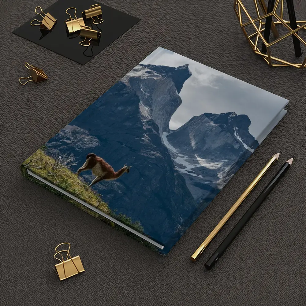 Guanaco Standing Before Patagonian Mountain Peaks – Notebooks