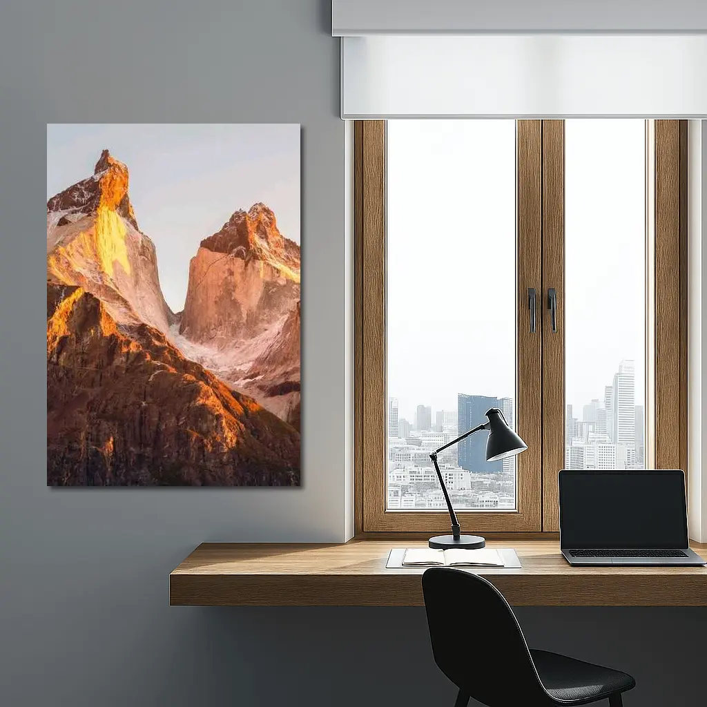Torres Del Paine Peaks Golden Sunrise Light – Wall Art
