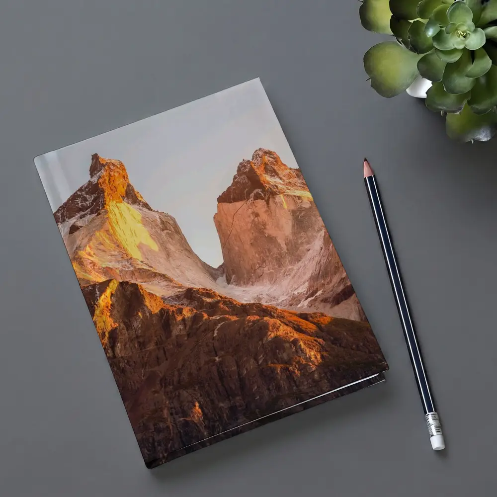 Torres Del Paine Peaks Golden Sunrise Light – Notebooks