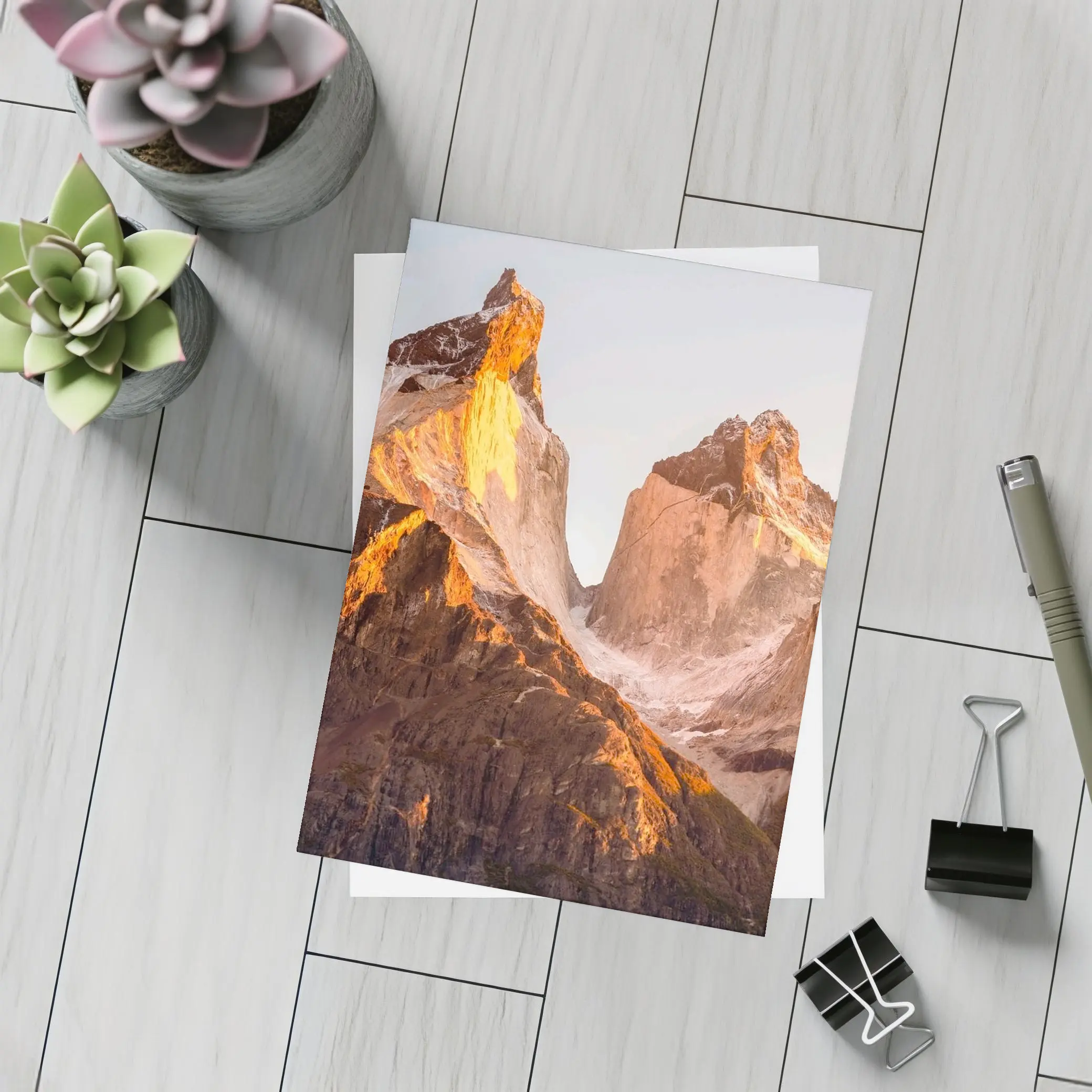 Torres Del Paine Peaks Golden Sunrise Light – Postcards