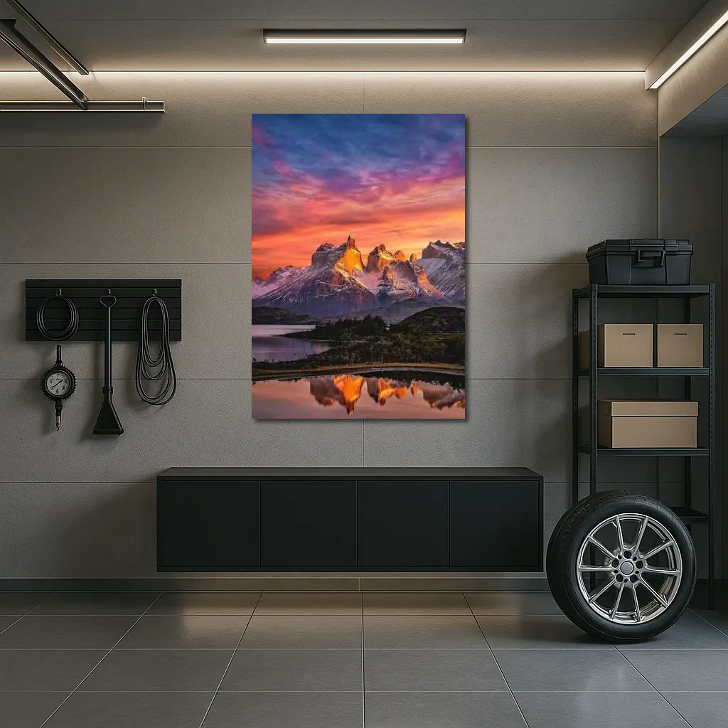 Torres del Paine Sunset Mountain Lake Reflection – Wall Art