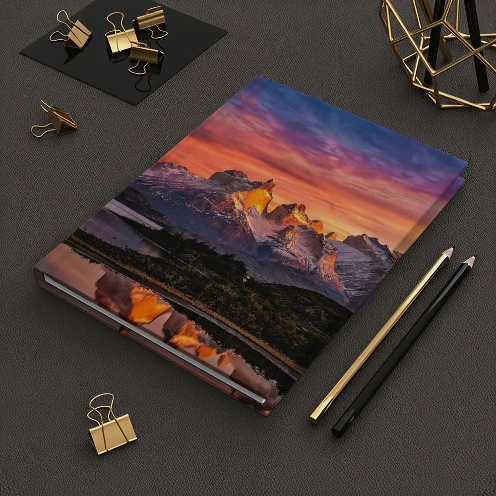Torres del Paine Sunset Mountain Lake Reflection – Notebooks