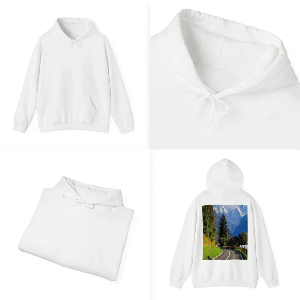 Winding Alpine Road Switzerland Snow Mountains – Hoodies
