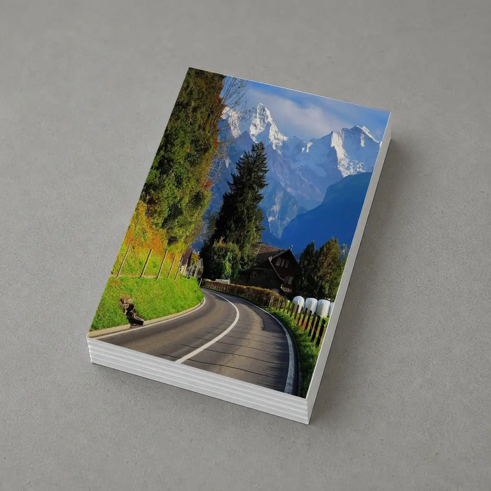 Winding Alpine Road Switzerland Snow Mountains – Postcards