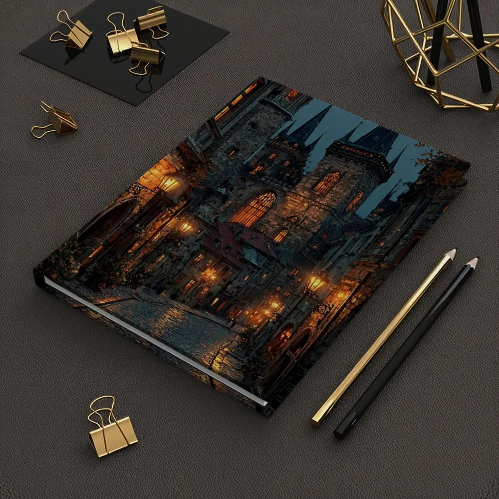 Prague Old Town Gothic Night Street Scene – Notebooks
