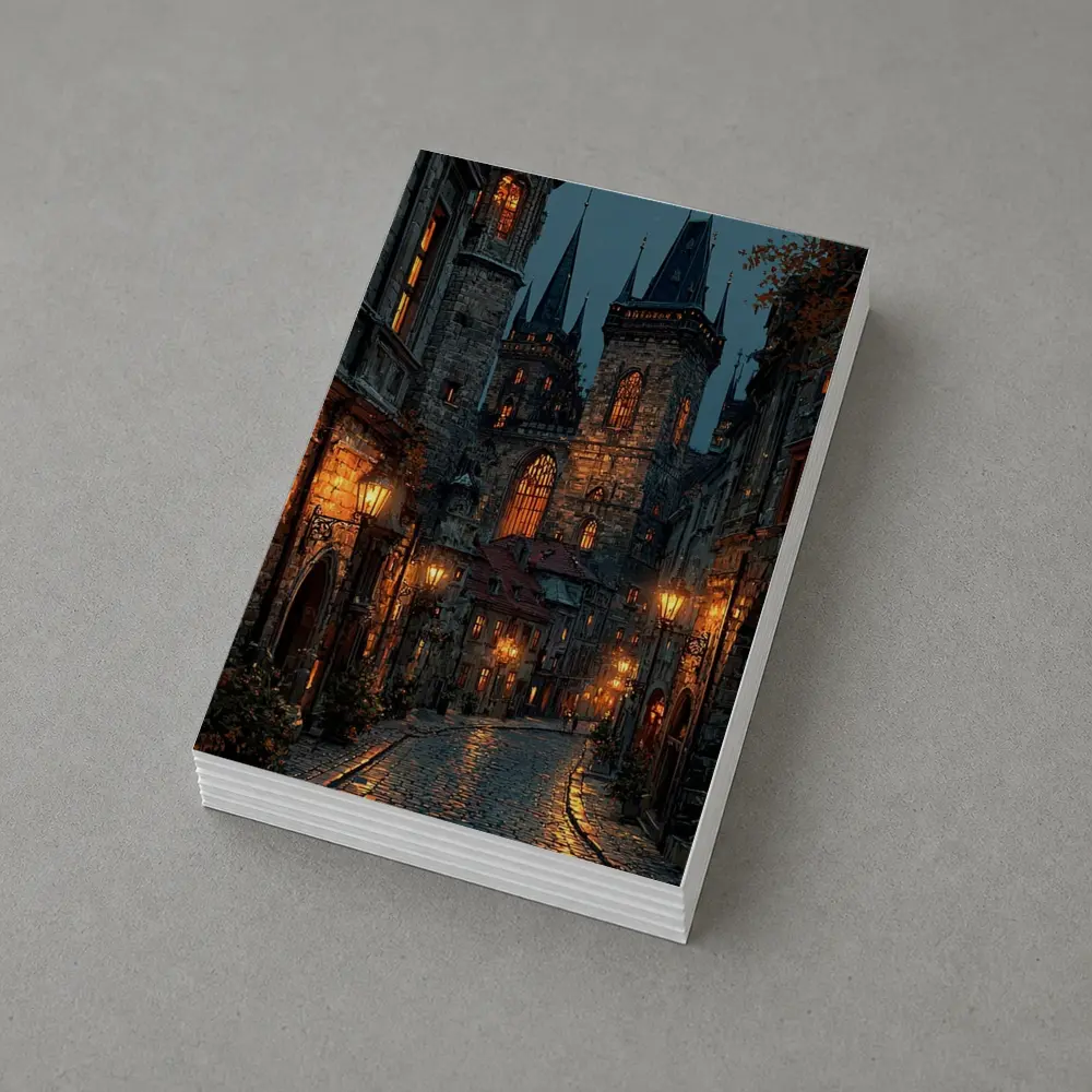 Prague Old Town Gothic Night Street Scene – Postcards
