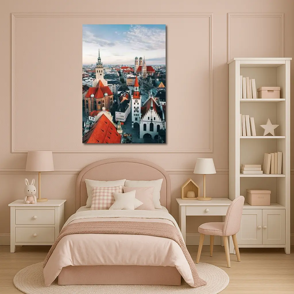 Munich Old Town Aerial View Bavaria Germany – Wall Art