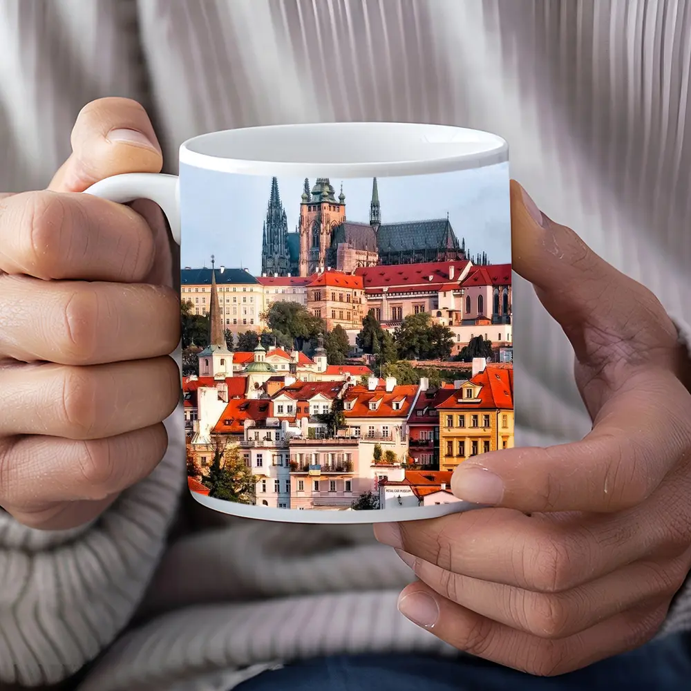 Prague Castle Skyline Over Vltava River – Mugs