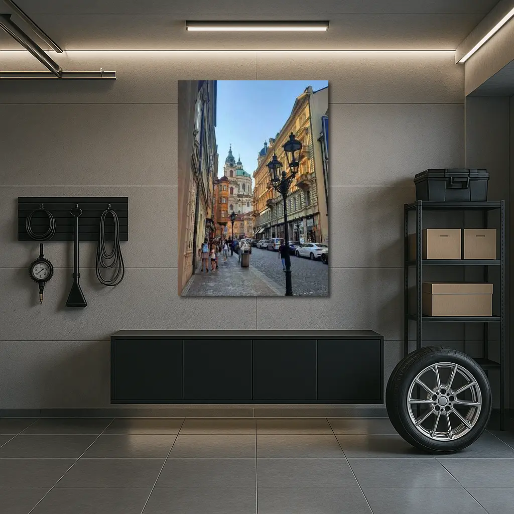 Prague Old Town Cobblestone Street Baroque Church – Wall Art