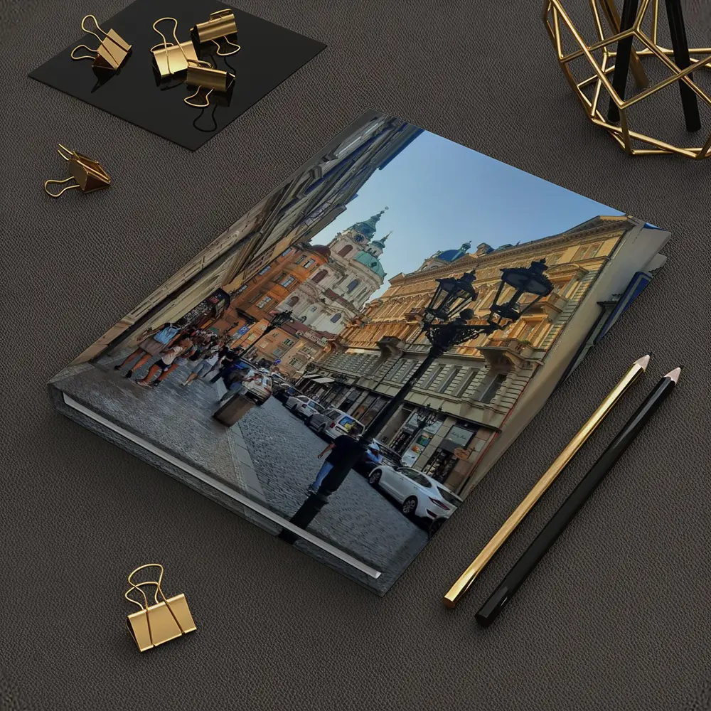Prague Old Town Cobblestone Street Baroque Church – Notebooks