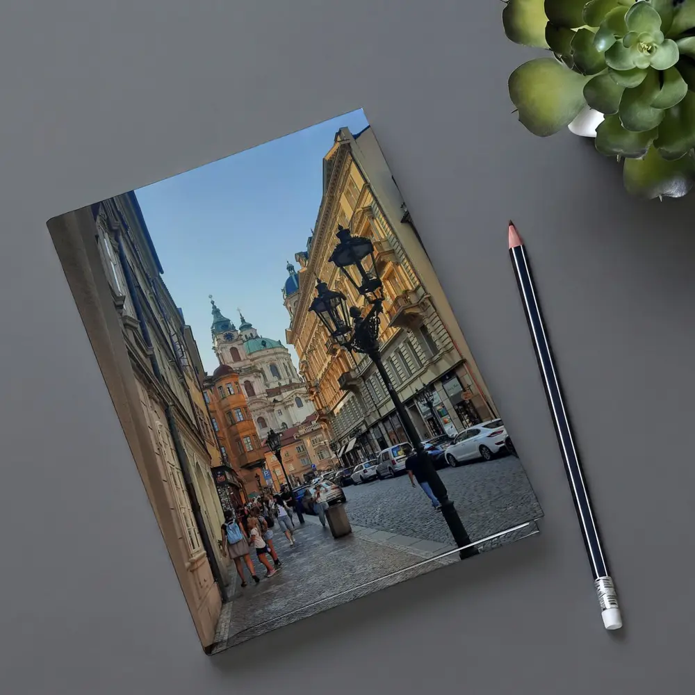 Prague Old Town Cobblestone Street Baroque Church – Notebooks