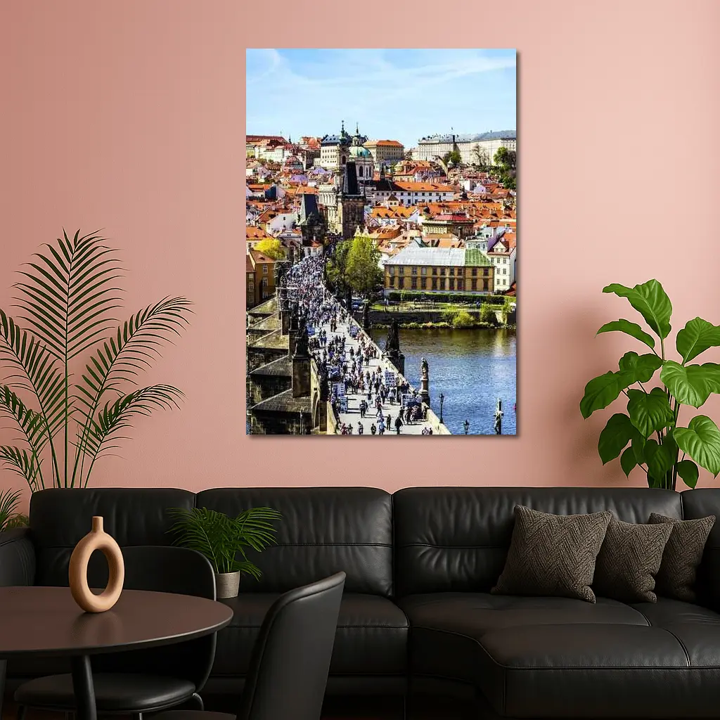 Charles Bridge Prague Old Town Aerial View – Wall Art
