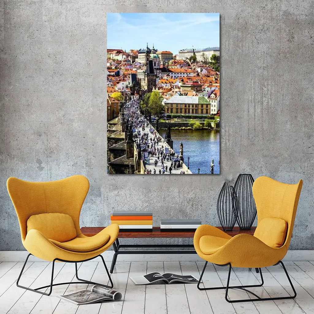 Charles Bridge Prague Old Town Aerial View – Wall Art