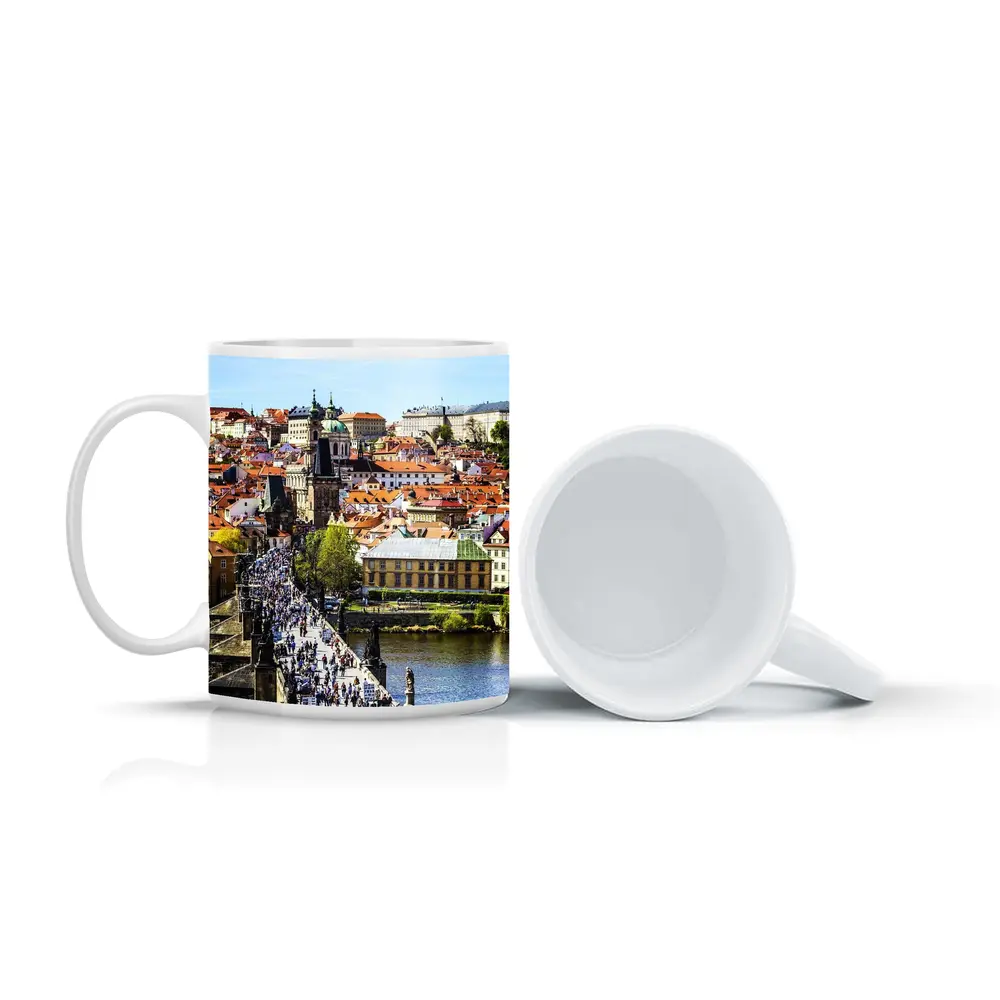 Charles Bridge Prague Old Town Aerial View – Mugs