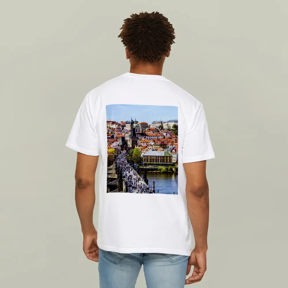 Charles Bridge Prague Old Town Aerial View – T-Shirts