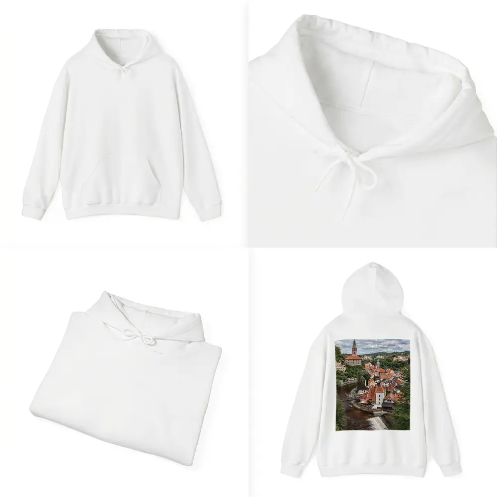 Cesky Krumlov Old Town River Aerial View – Hoodies