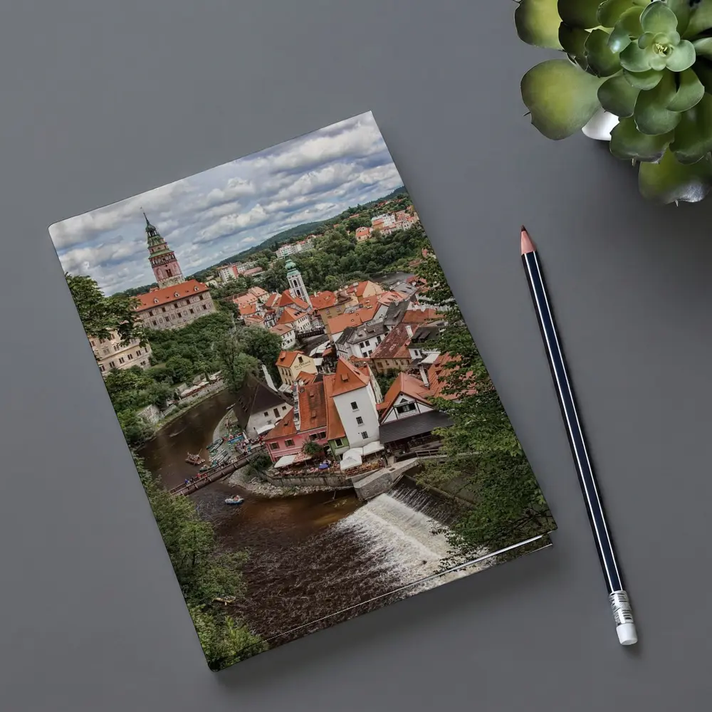 Cesky Krumlov Old Town River Aerial View – Notebooks