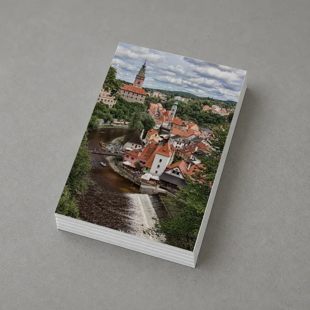 Cesky Krumlov Old Town River Aerial View – Postcards