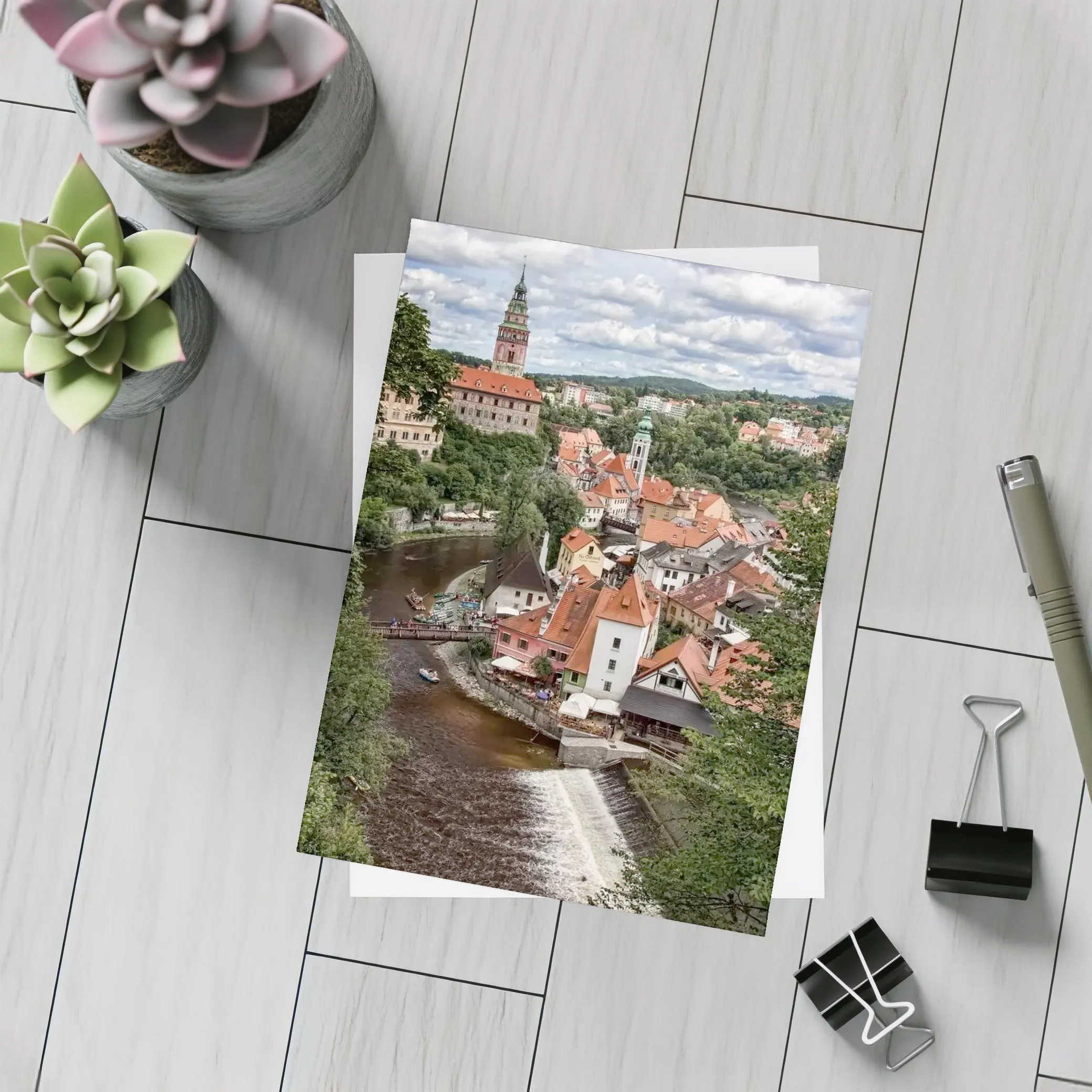 Cesky Krumlov Old Town River Aerial View – Postcards
