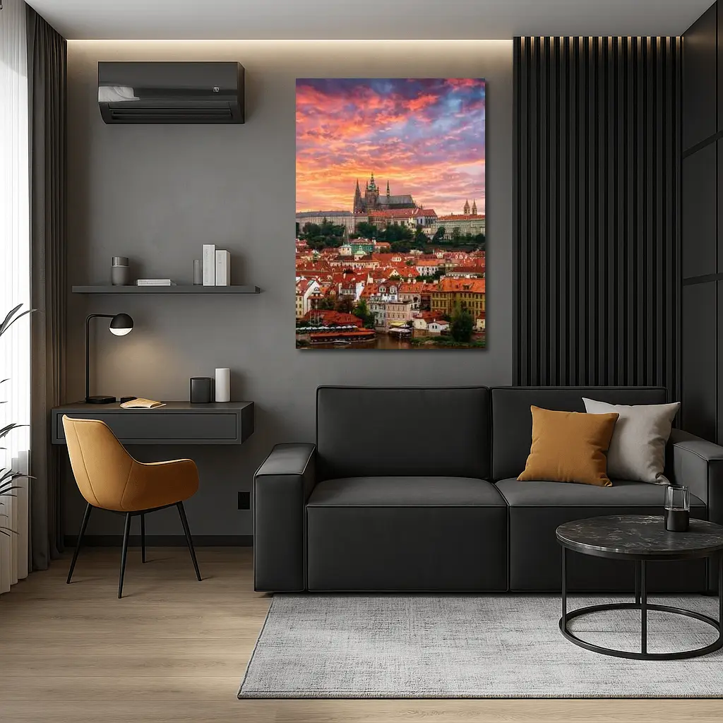 Prague Castle Skyline at Dramatic Sunset – Wall Art