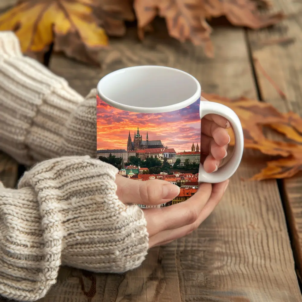 Prague Castle Skyline at Dramatic Sunset – Mugs