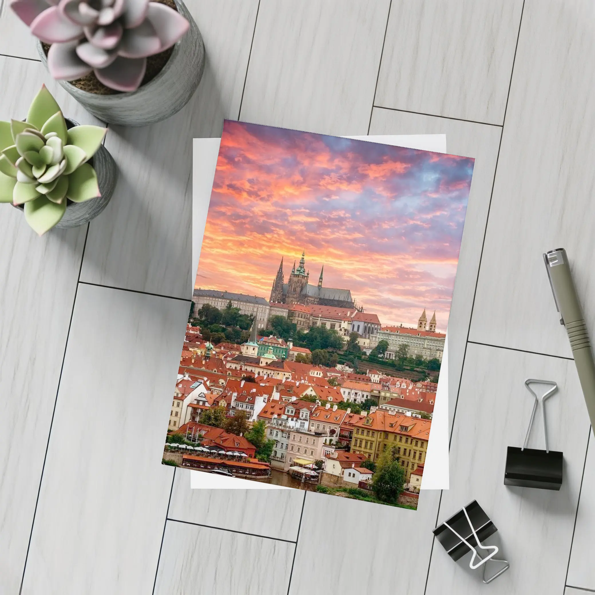 Prague Castle Skyline at Dramatic Sunset – Postcards