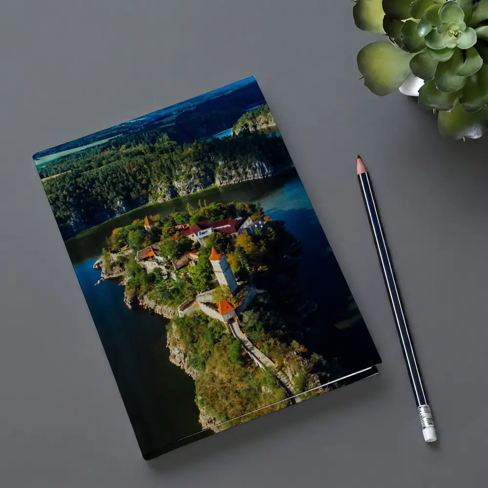 Medieval Castle Island Surrounded By Blue Lake – Notebooks