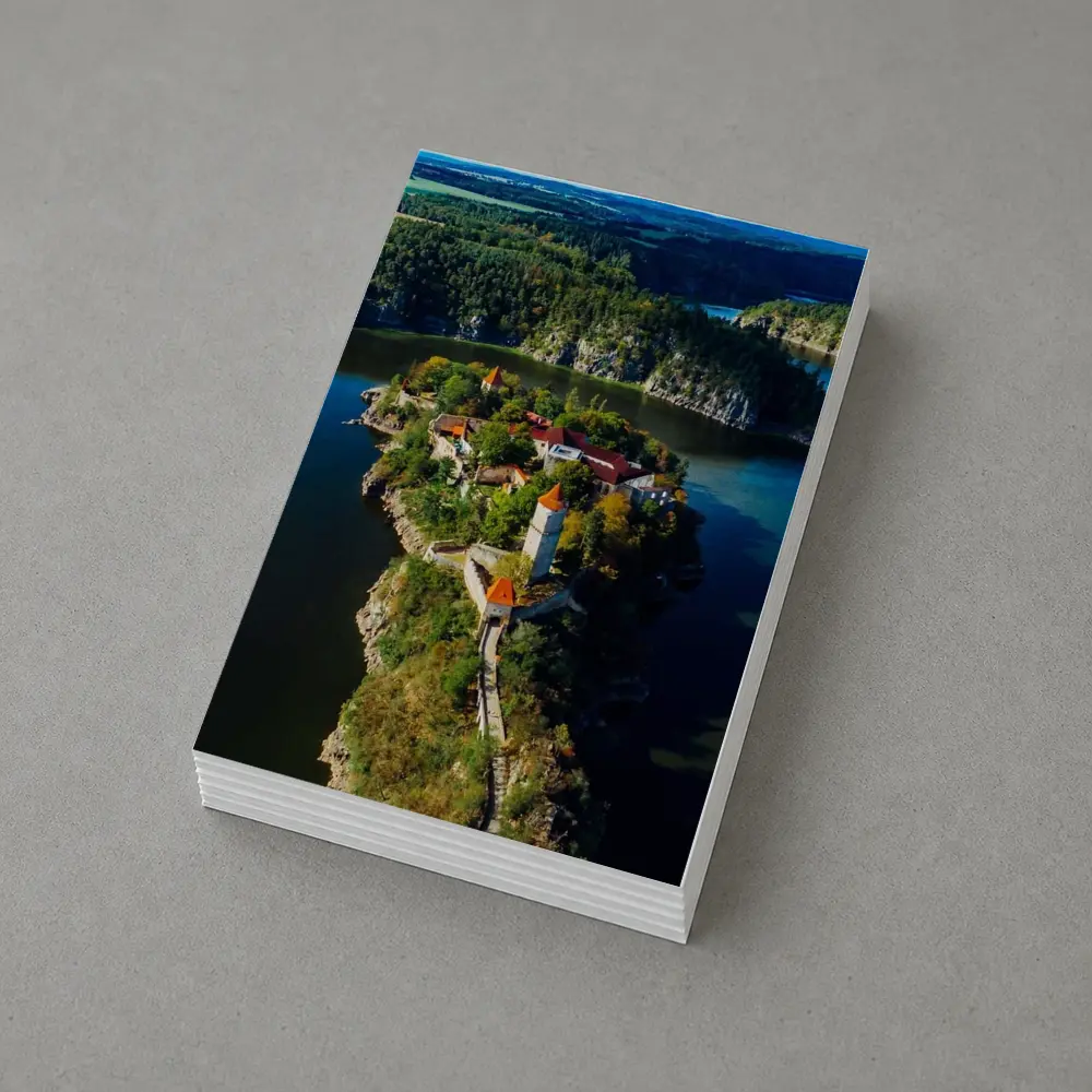 Medieval Castle Island Surrounded By Blue Lake – Postcards