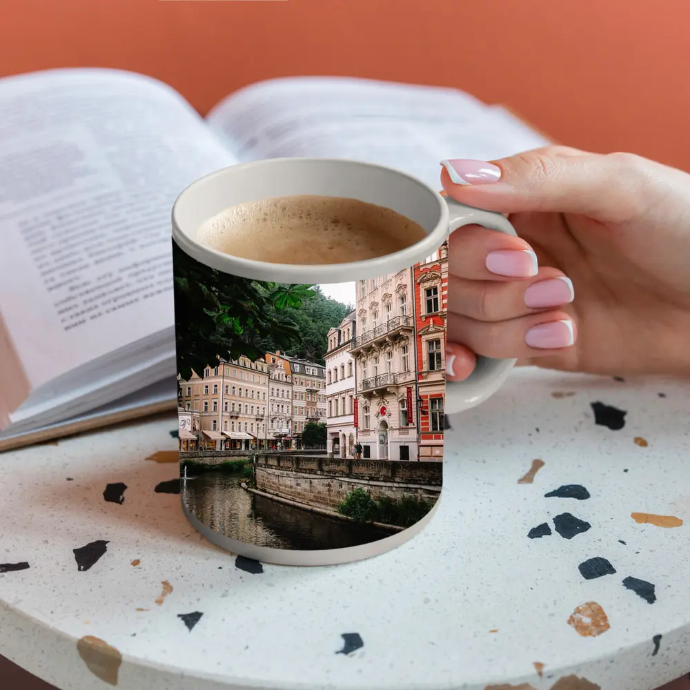 Karlovy Vary River Canal Historic Buildings – Mugs