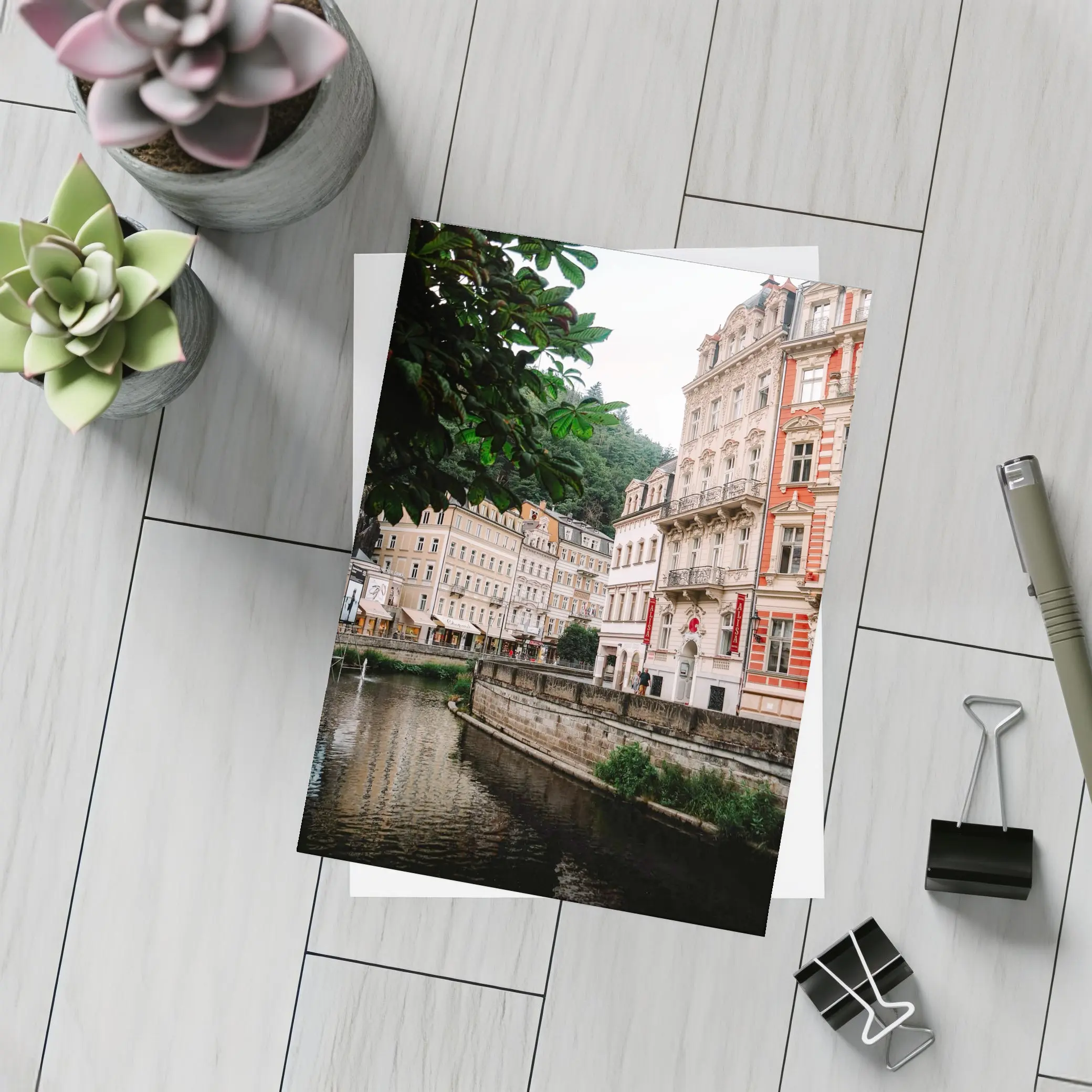 Karlovy Vary River Canal Historic Buildings – Postcards