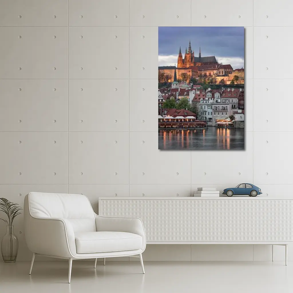 Prague Castle Skyline At Dusk Cityscape – Wall Art