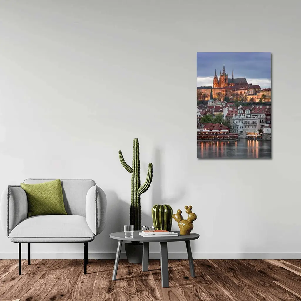 Prague Castle Skyline At Dusk Cityscape – Wall Art